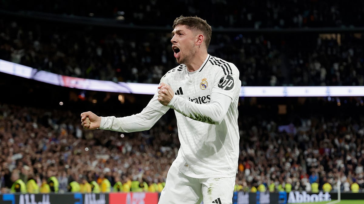 Federico Valverde celebrates his goal against Athletic Bilbao