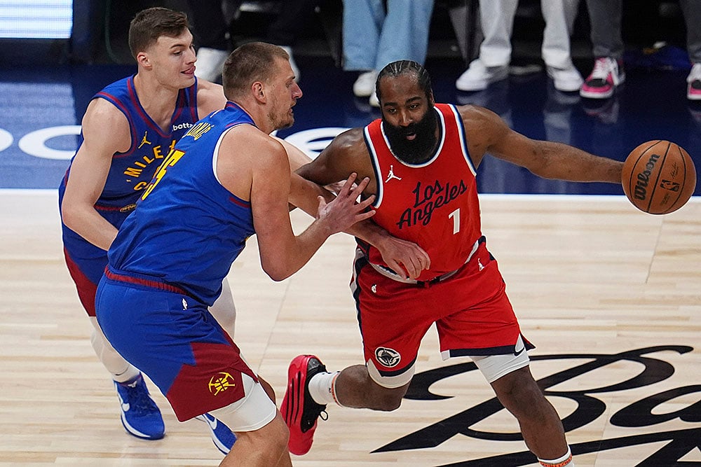 NBA basketball Denver Nuggets vs Los Angeles Clippers: James Harden
