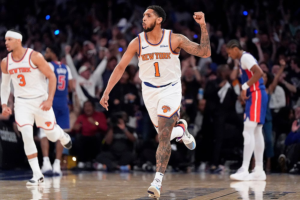 NBA basketball Detroit Pistons vs New York Knicks: Cameron Payne 