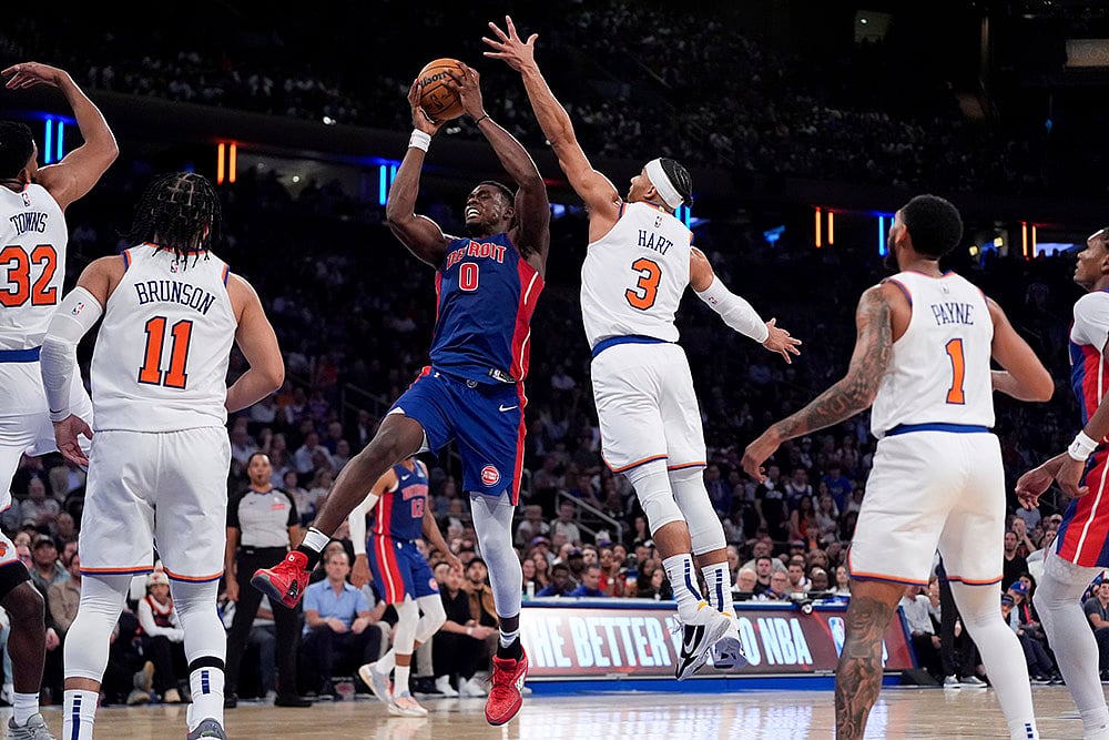 NBA basketball Detroit Pistons vs New York Knicks: Josh Hart 