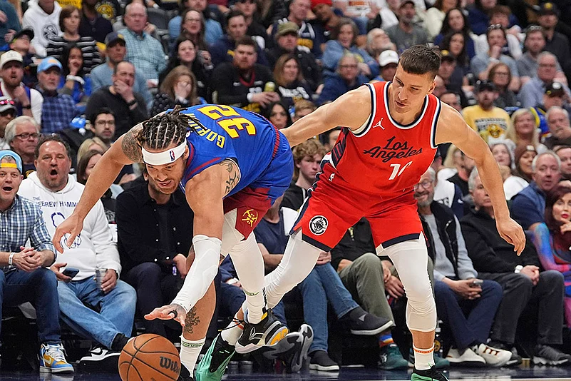 NBA basketball Denver Nuggets vs Los Angeles Clippers:Aaron Gordon