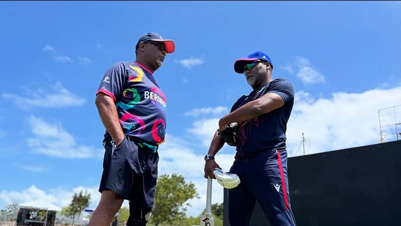 Instagram | Bermuda Cricket Board  : Bermuda Head Coach Cal Waldron and High Performance Consultant Andre Coley.