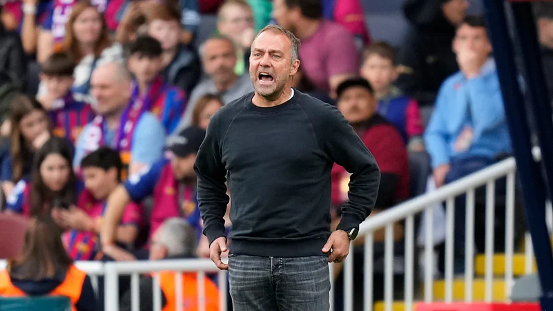 Hansi Flick during Barcelonas win over Celta Vigo