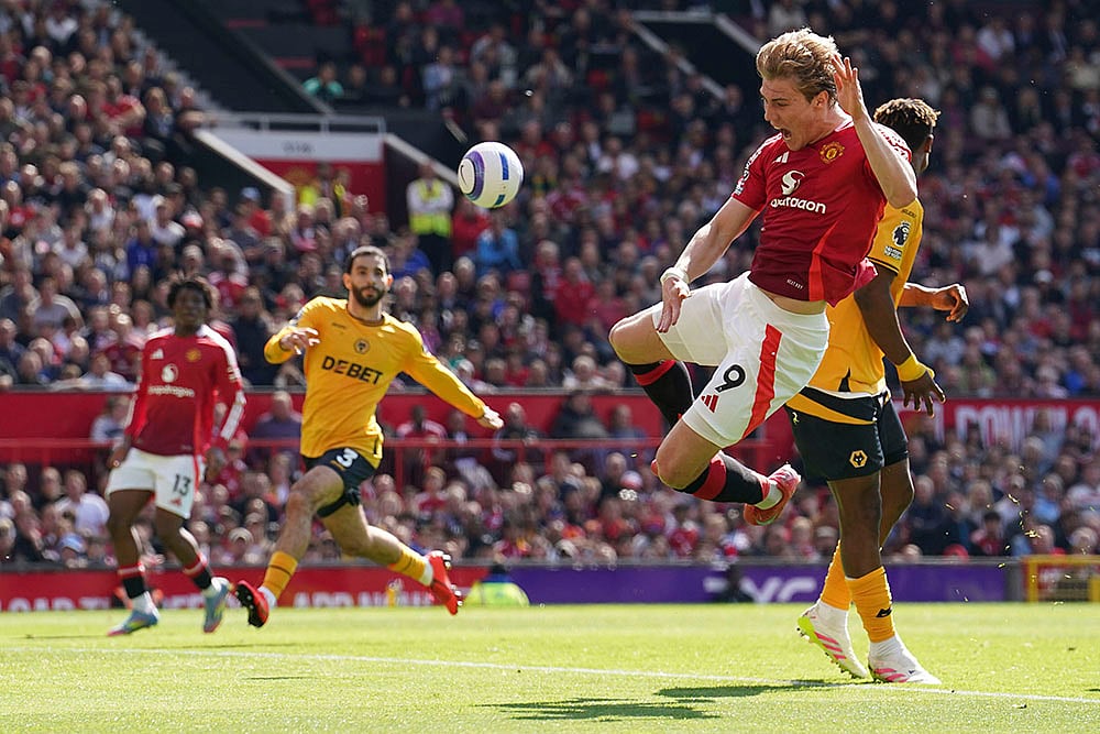 Britain Soccer Premier League 2024-25 Manchester United and Wolves: Rasmus Hojlund