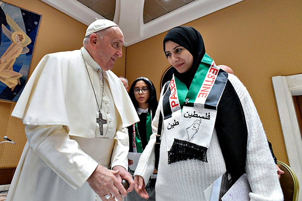 Pope Francis meets a delegation of families of Palestinians