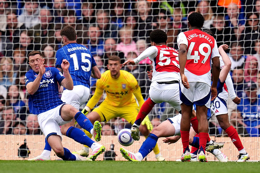 Britain Soccer Premier League 2024-25 Ipswich Town and Arsenal: Ethan Nwaneri 