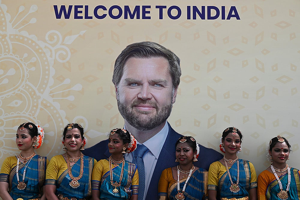 A poster of U.S. Vice President JD Vance
