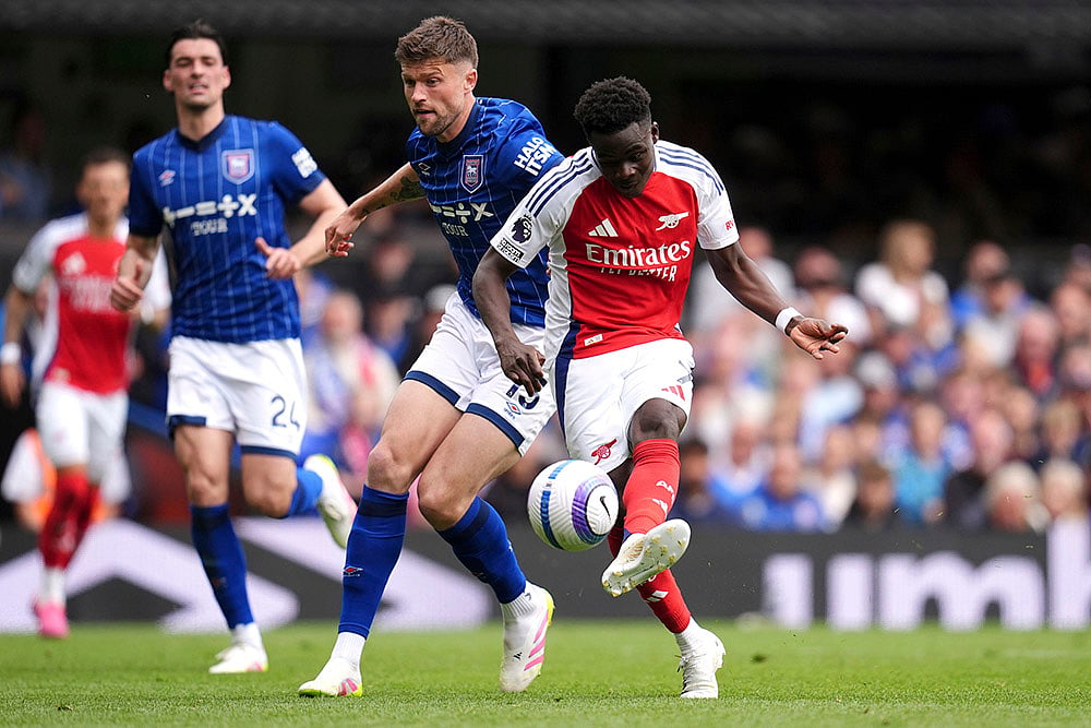 Britain Soccer Premier League 2024-25 Ipswich Town and Arsenal: Bukayo Saka