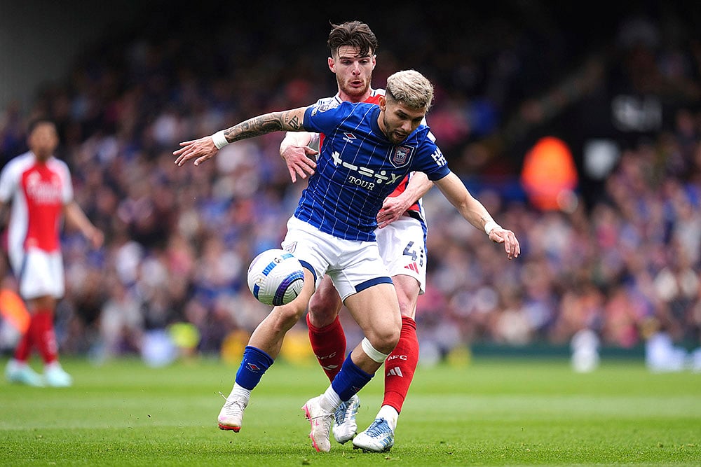 Britain Soccer Premier League 2024-25 Ipswich Town and Arsenal: Julio Enciso