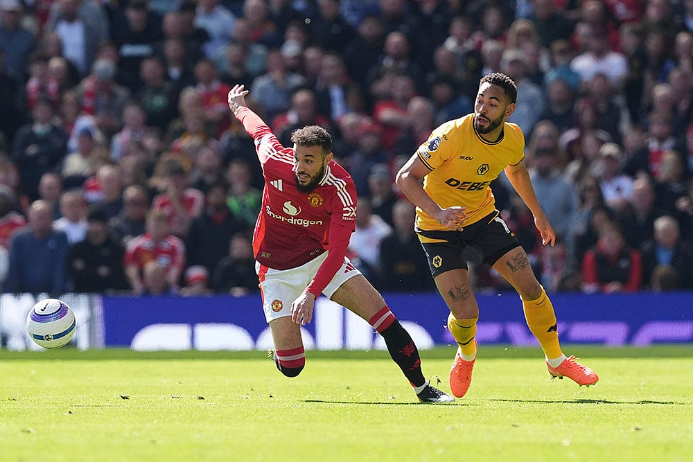 Britain Soccer Premier League 2024-25 Manchester United and Wolves: Noussair Mazraoui