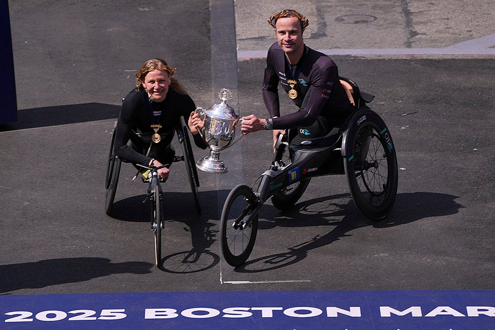 Boston Marathon 2025 Race_Marcel Hug and Susannah Scaroni
