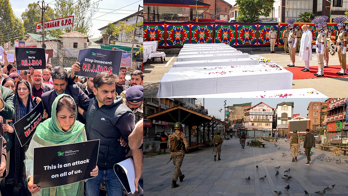 | Photo: PTI : Protests erupt in parts of J&K agaisnt the Pahalgam attack