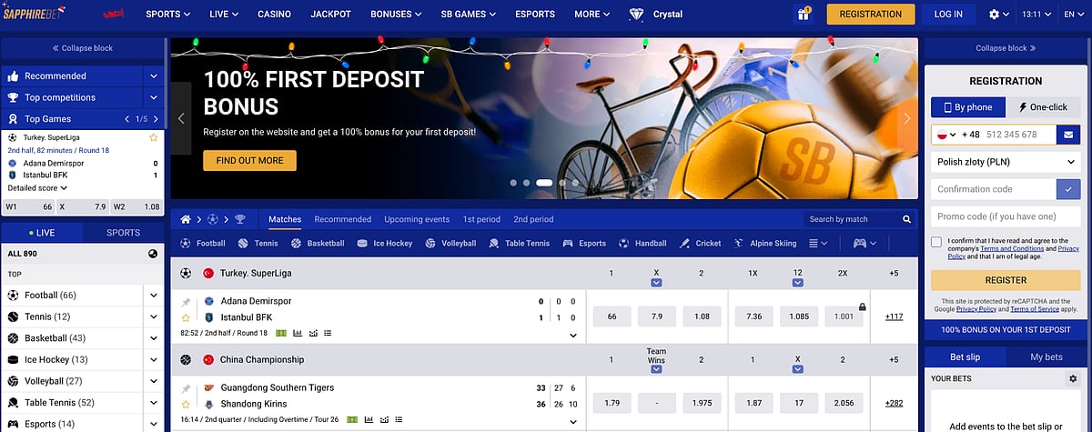 SapphireBet homepage