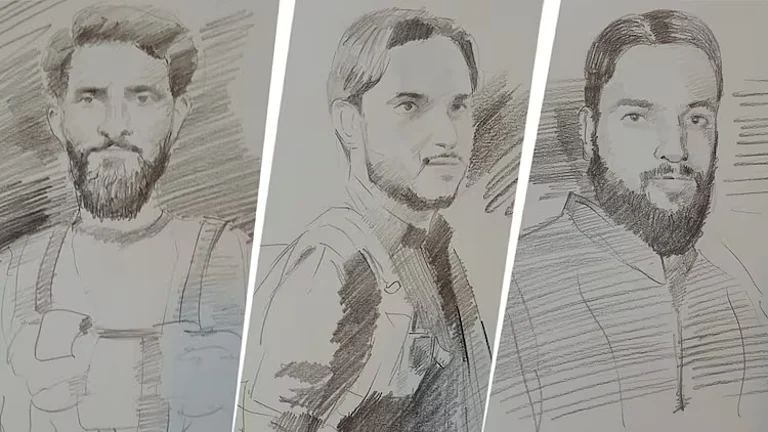 Sketches of the previously suspected militants. - PTI
