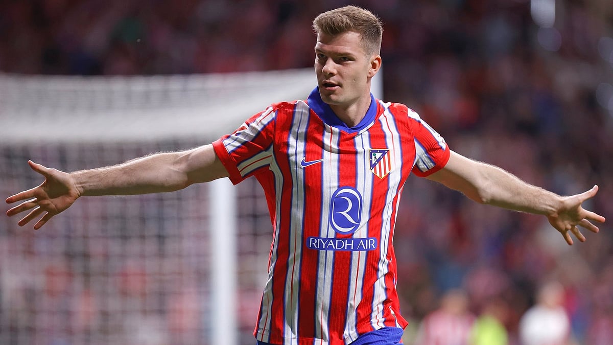 | Photo: X / atletienglish : Atletico Madrid's Alexander Sorloth celebrates after scoring against Rayo Vallecano in La Liga.
