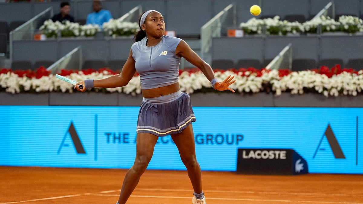 Coco Gauff in action in Madrid.