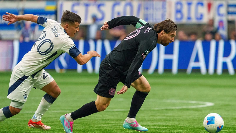 Lionel Messi Andres Cubas Vancouver Whitecaps vs Inter Miami CONCACAF Champions Cup 2025 AP Photo