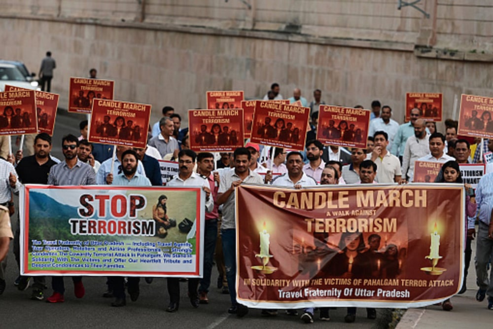 Pahalgam terror attack: Protest in Lucknow