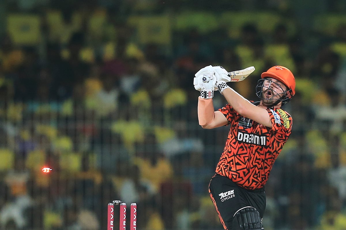 Sunrisers Hyderabad's Travis Head is bowled out by Chennai Super Kings' Anshul Kamboj during the Indian Premier League cricket match between Chennai Super Kings and Sunrisers Hyderabad at M. A. Chidambaram Stadium in Chennai, India, Friday, April 25, 2025. 


 - (AP Photo/R. Parthibhan)