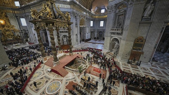 | Pic- AP : Thousands Gather At St Peter's Basilica To Pay Final Respects To Pope Francis