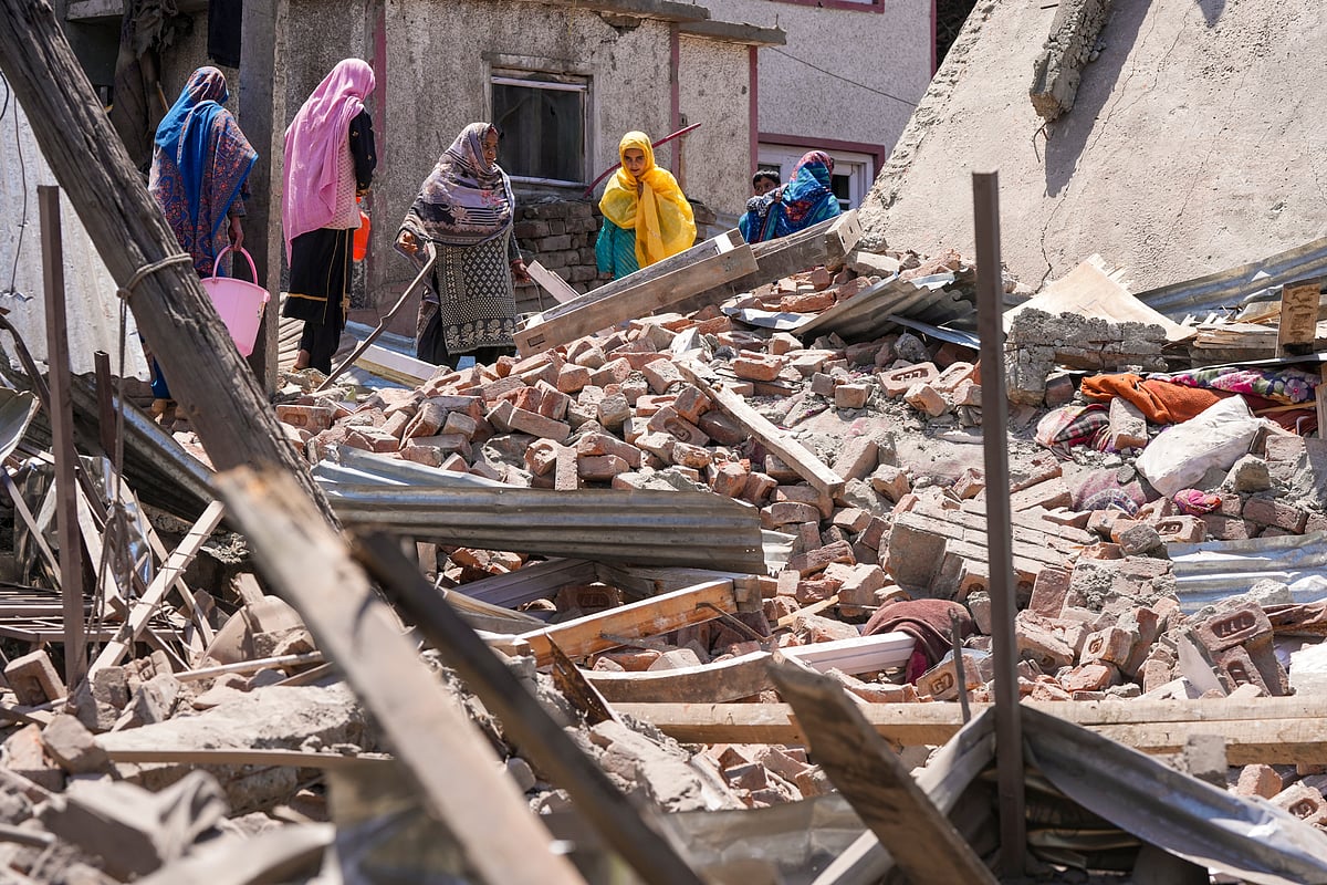 Pahalgam terror attack suspect's house destroyed. - PTI