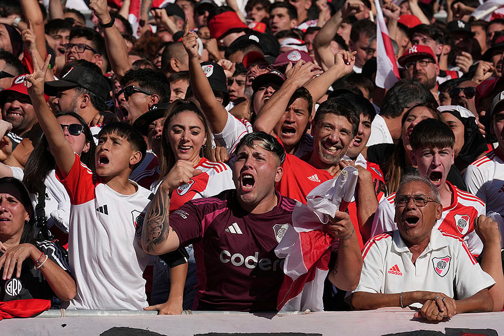 Argentine Primera División soccer River Plate Vs Boca Juniors: Fans of River Plate