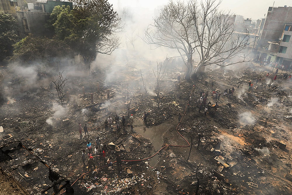 Fire breaks out in Rohini slum in Delhi