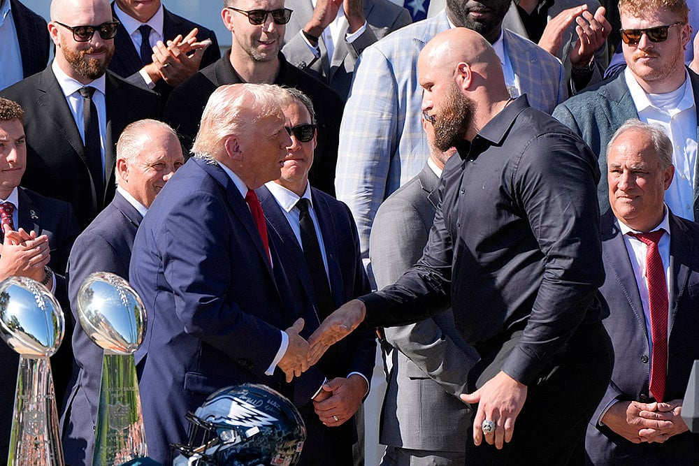 Donald Trump welcomed Super Bowl champion Philadelphia Eagles to White House: Lane Johnson