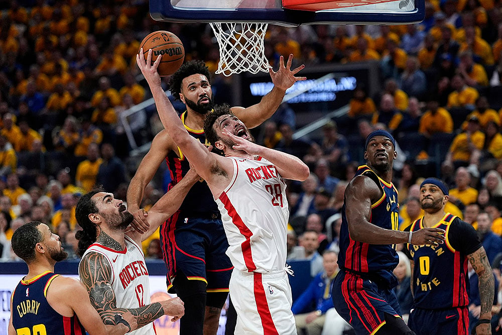 NBA basketball 2024-25 Playoffs Golden State Warriors vs Houston Rockets: Alperen Sengun