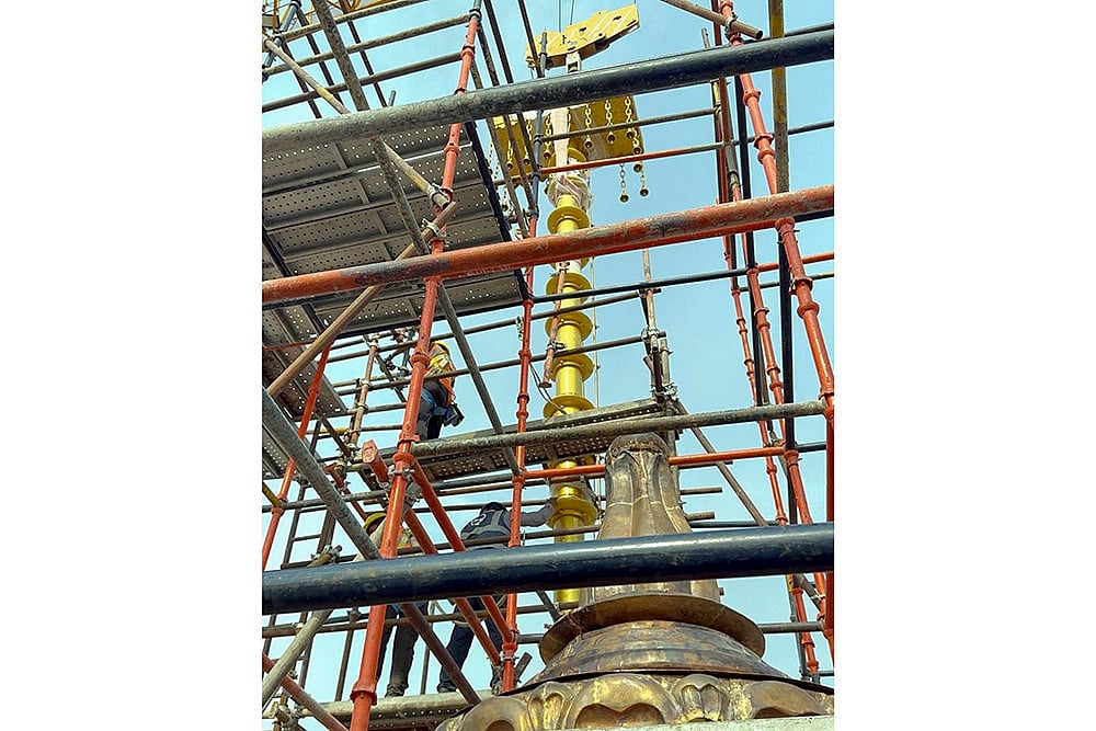 Flag pole installed on shikhar of Ram Mandir