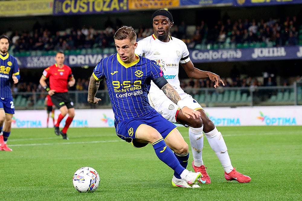 Italy soccer Serie A game Hellas Verona vs Cagliari: Antoine Makoumbou