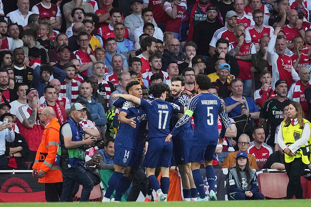 Britan Soccer Champions League UCL semifinal first leg Arsenal vs PSG: Ousmane Dembele