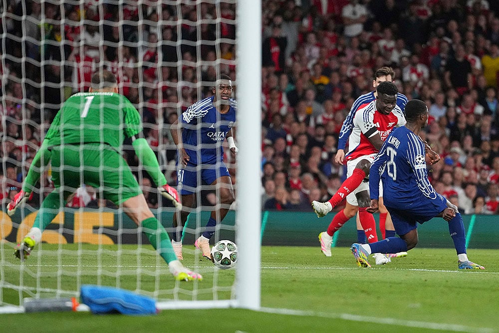 Britan Soccer Champions League UCL semifinal first leg Arsenal vs PSG: Bukayo Saka