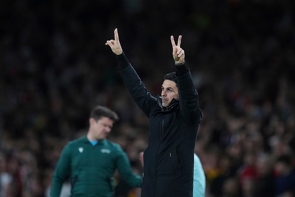 Britan Soccer Champions League UCL semifinal first leg Arsenal vs PSG: Mikel Arteta