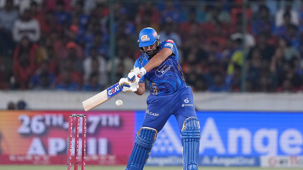 AP Photo/Mahesh Kumar A. : Mumbai Indians' Rohit Sharma plays a shot during the Indian Premier League cricket match between Sunrisers Hyderabad and Mumbai Indians at Rajiv Gandhi International Cricket Stadium in Hyderabad.