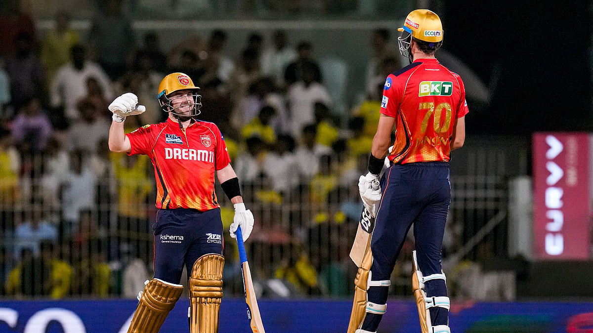 PTI : Punjab Kings' Josh Inglis (left) and Marco Jansen celebrate after winning the Indian Premier League match against Chennai Super Kings.