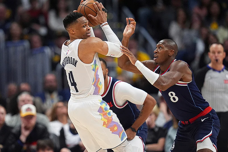 NBA Basketball 2024-25 Playoffs Round 1 Los Angeles Clippers vs Denver Nuggets:Russell Westbrook