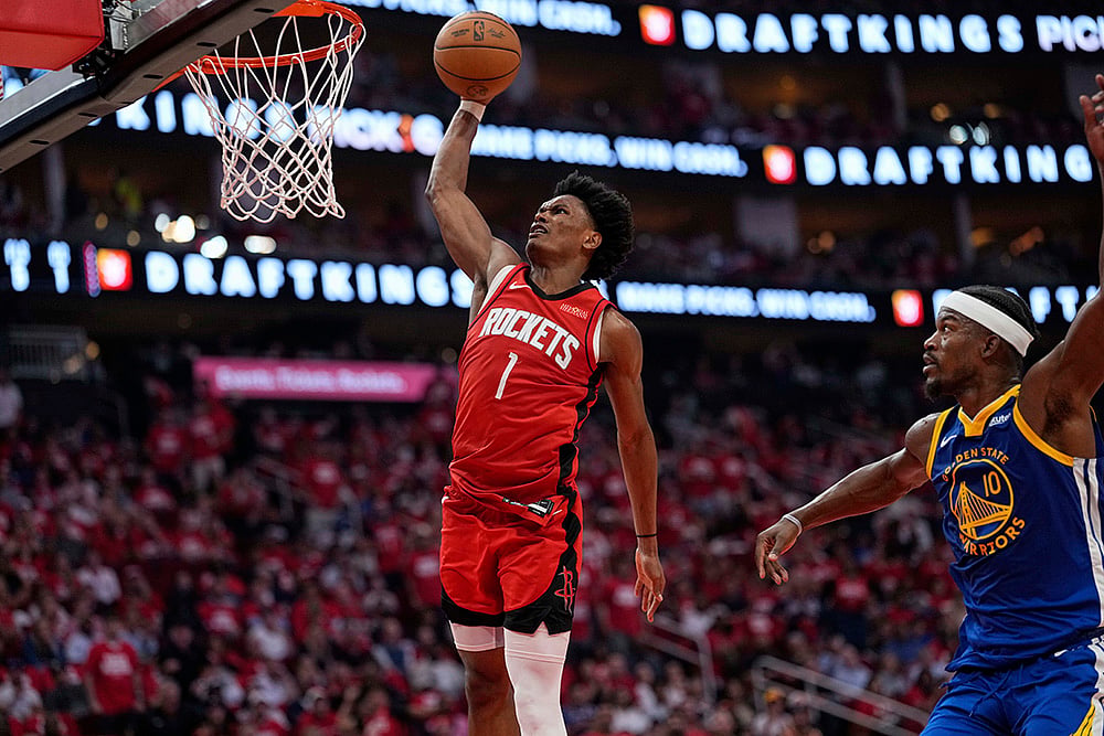 NBA 2024-25 Playoffs Game 5 Houston Rockets vs Golden State Warriors: Amen Thompson 