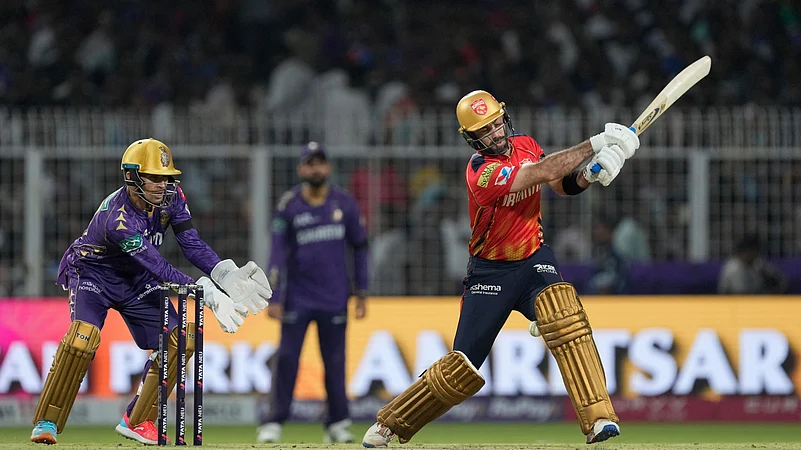 Punjab Kings Glenn Maxwell plays a shot during the IPL 2025 match. AP