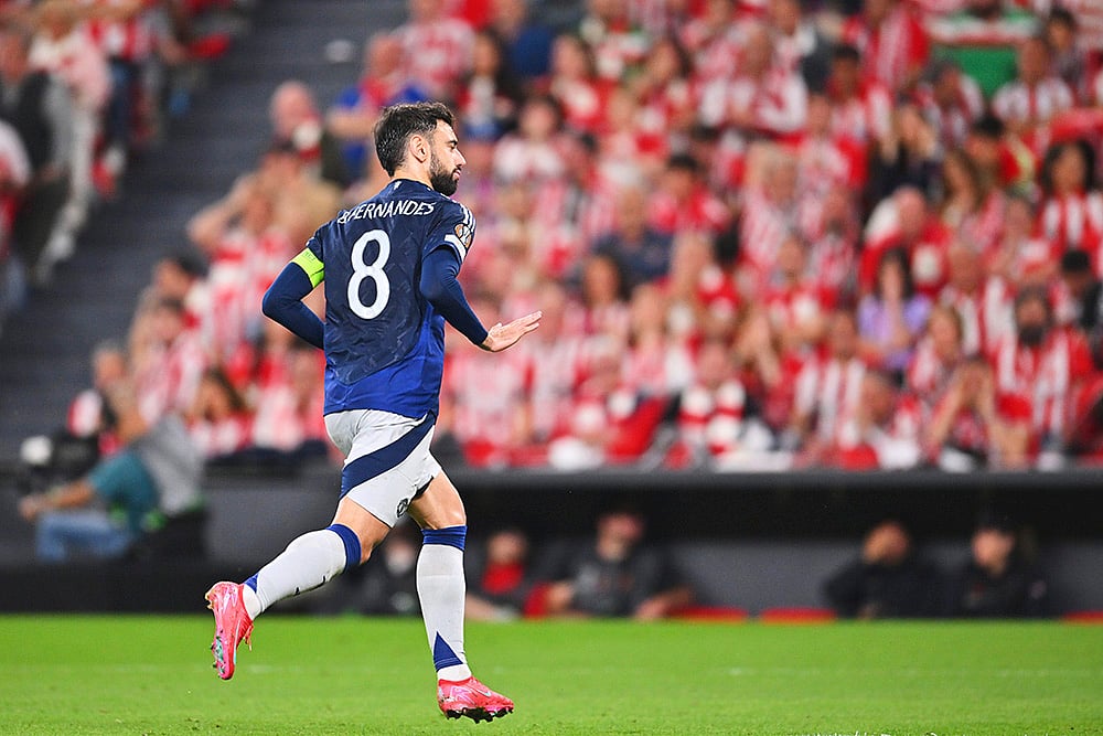 Spain Soccer Europa League Semi-Final match Athletic Bilbao vs Manchester United: Bruno Fernandes