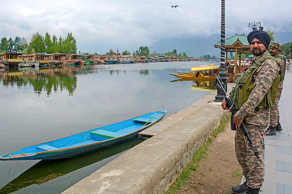 | PTI; Representative Image : Pahalgam terror attack aftermath: Security around Dal Lake in Srinagar. 