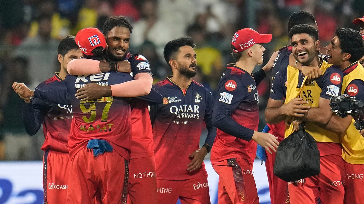 Royal Challengers Bengalurus Yash Dayal, third left facing camera. AP