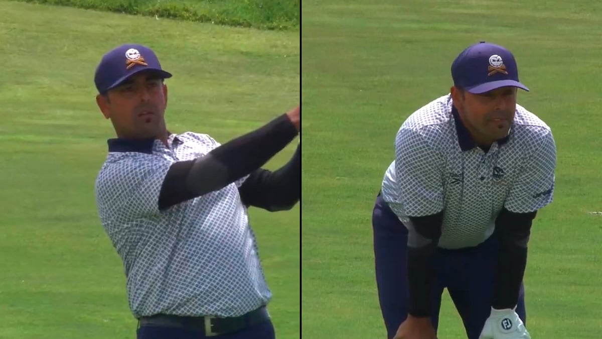 Screenshot from the video showing Anirban Lahiri's shot - X/livgolf