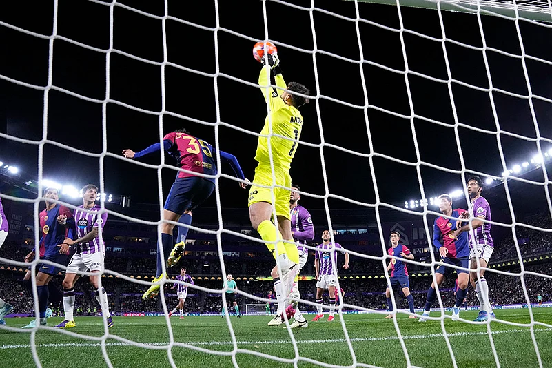 Spain Soccer La Liga Real Valladolid vs Barcelona match: Andre Ferreira
