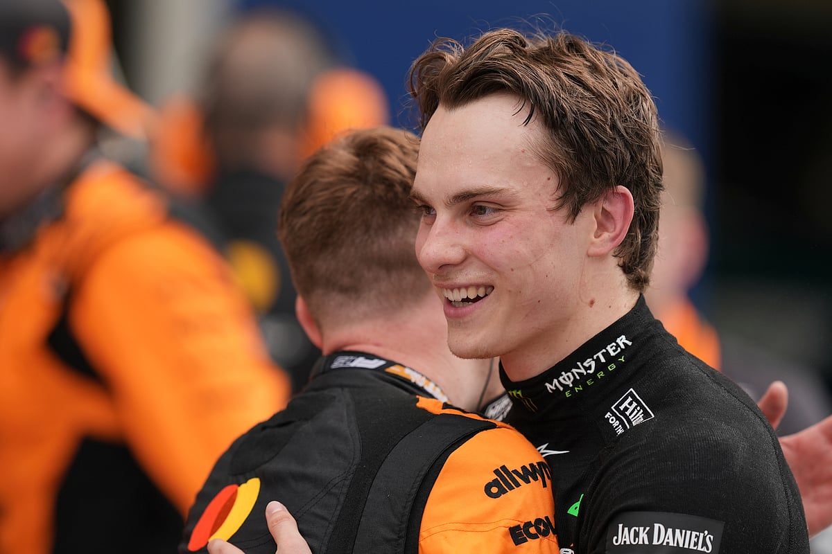 McLaren driver Oscar Piastri of Australia smiles after winning the Formula One Miami Grand Prix auto race Sunday, May 4, 2025, in Miami Gardens. Fla. (AP Photo/Rebecca Blackwell)

