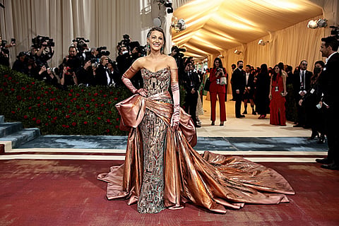 Blake Lively's Statue of Liberty gown by Versace, 2022