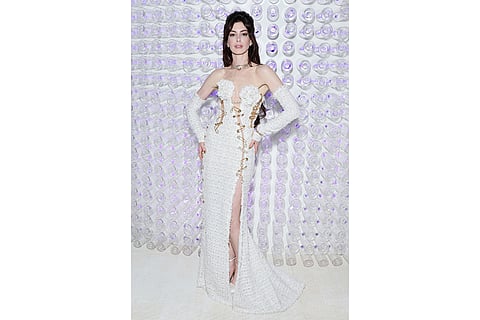 Anne Hathaway's safety pin dress by Versace, 2023