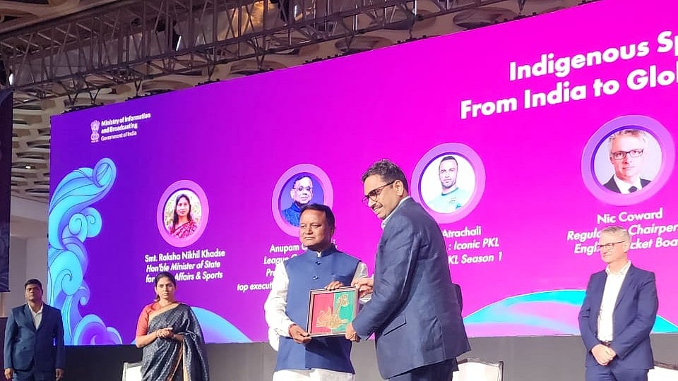 Photo: Special Arrangement : Odisha CM Mohan Charan Majhi being felicitated at the WAVES 2025.