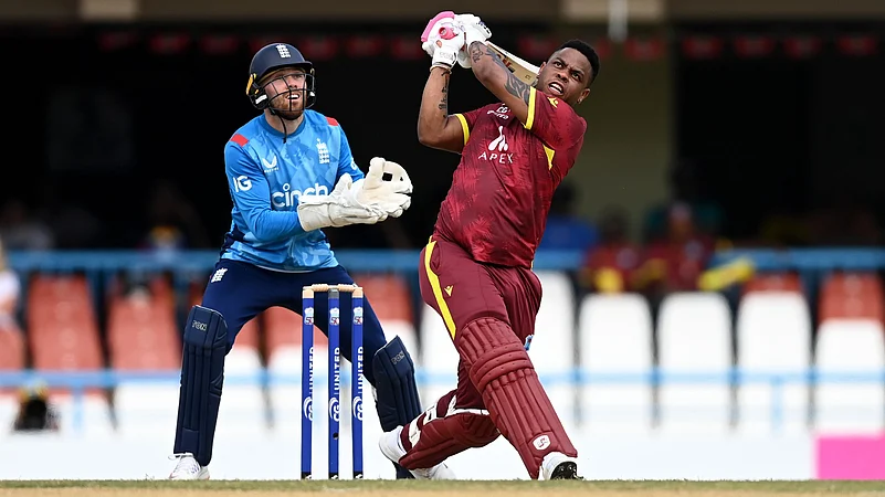 Shimron Hetmyer in action against England last year.