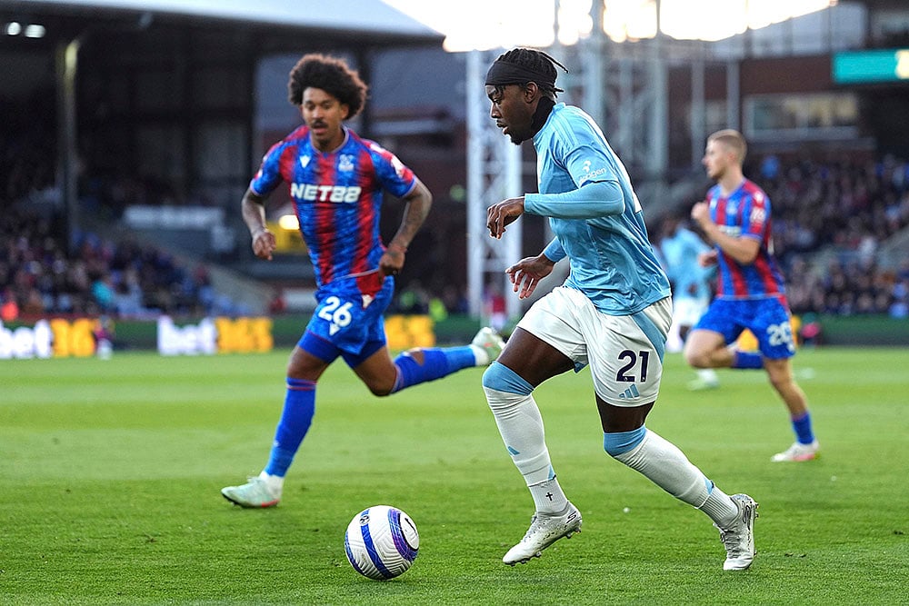 English Premier League soccer Crystal Palace vs Nottingham Forest match: Anthony Elanga